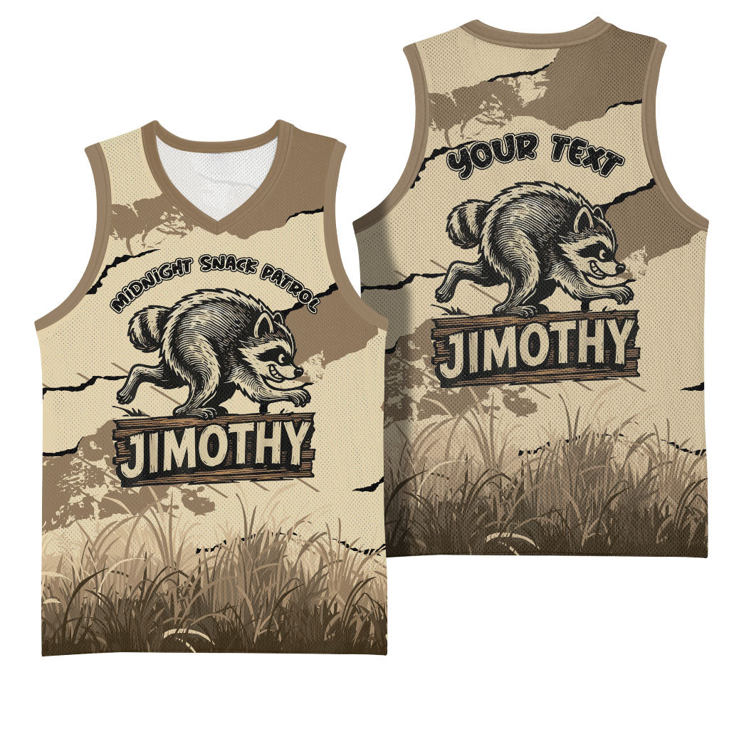 Personalized Jimothy the Raccoon Basketball Jersey Midnight Snack Patrol
