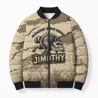 Personalized Jimothy the Raccoon Bomber Puffer Jacket Midnight Snack Patrol