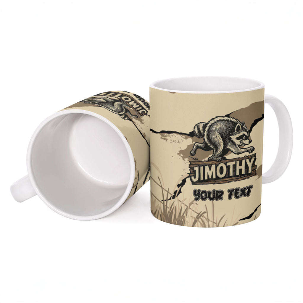 Personalized Jimothy the Raccoon Ceramic Mug Midnight Snack Patrol