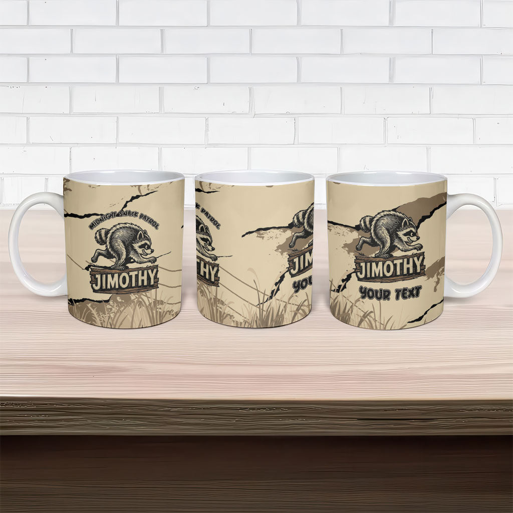 Personalized Jimothy the Raccoon Ceramic Mug Midnight Snack Patrol