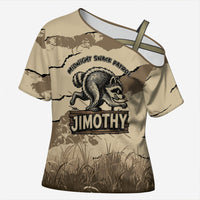 Personalized Jimothy the Raccoon Cross Shoulder Shirt Midnight Snack Patrol