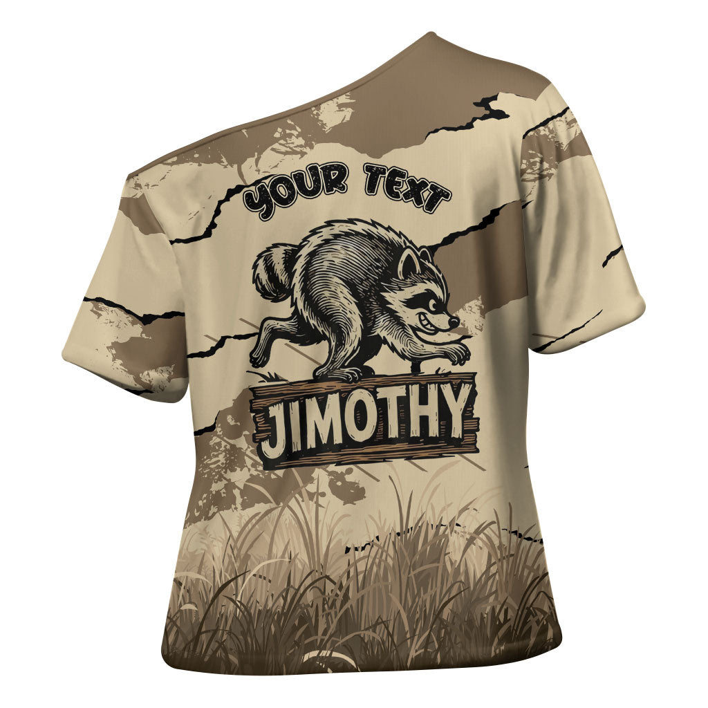 Personalized Jimothy the Raccoon Cross Shoulder Shirt Midnight Snack Patrol
