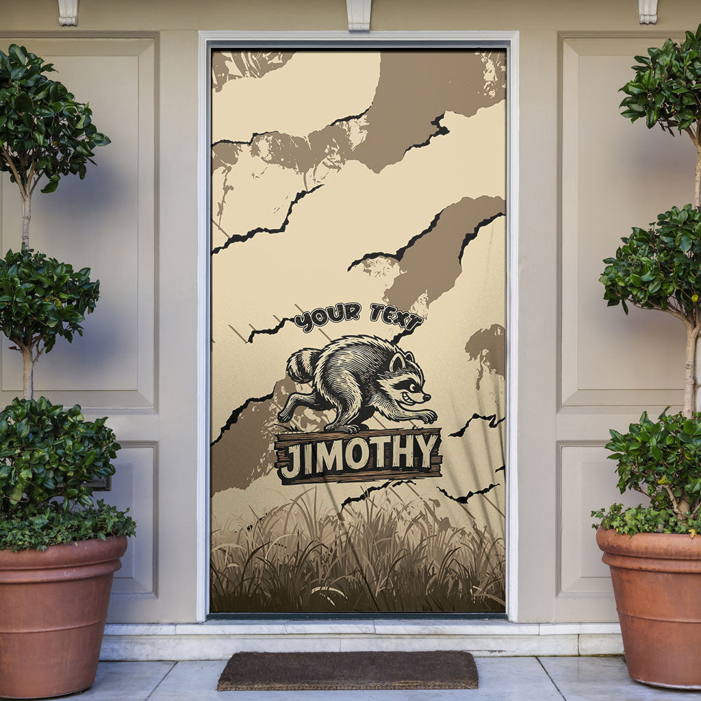 Personalized Jimothy the Raccoon Door Cover Midnight Snack Patrol