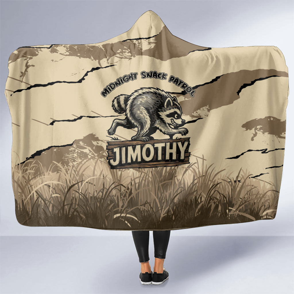 Jimothy the Raccoon Hooded Blanket Midnight Snack Patrol