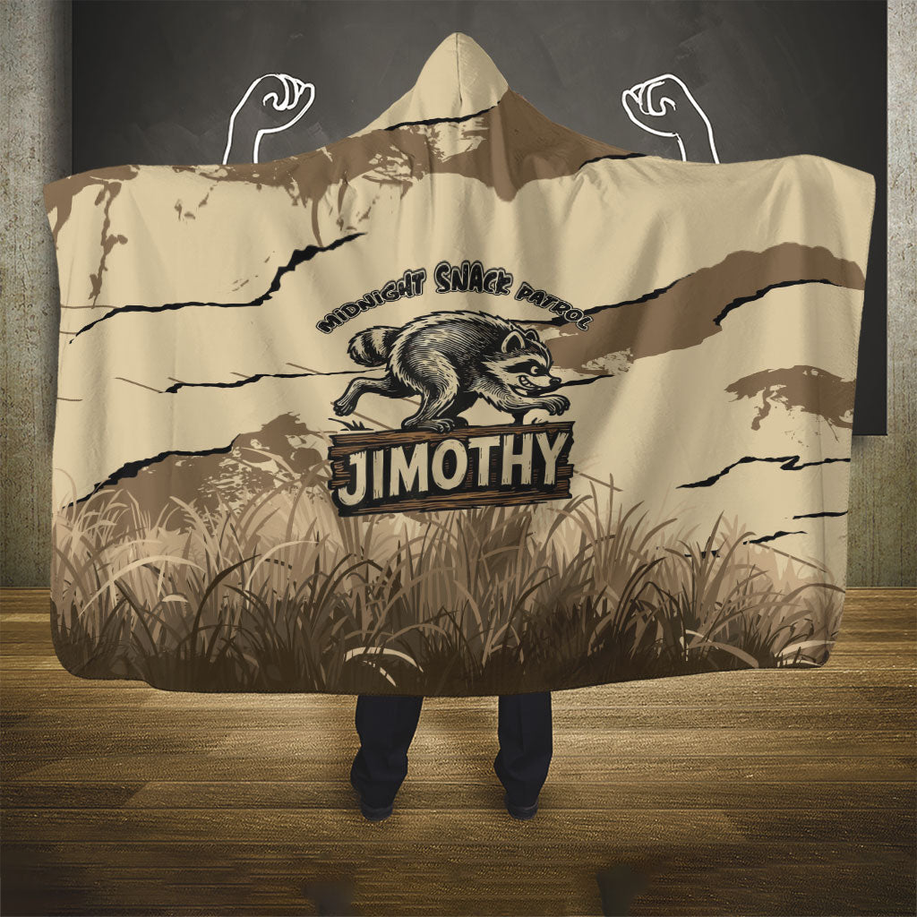 Jimothy the Raccoon Hooded Blanket Midnight Snack Patrol