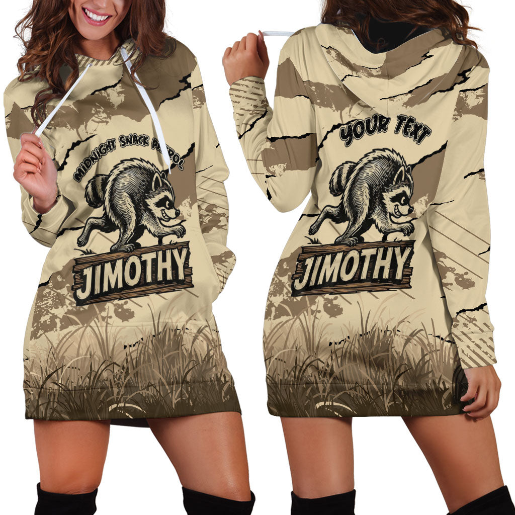 Personalized Jimothy the Raccoon Hoodie Dress Midnight Snack Patrol