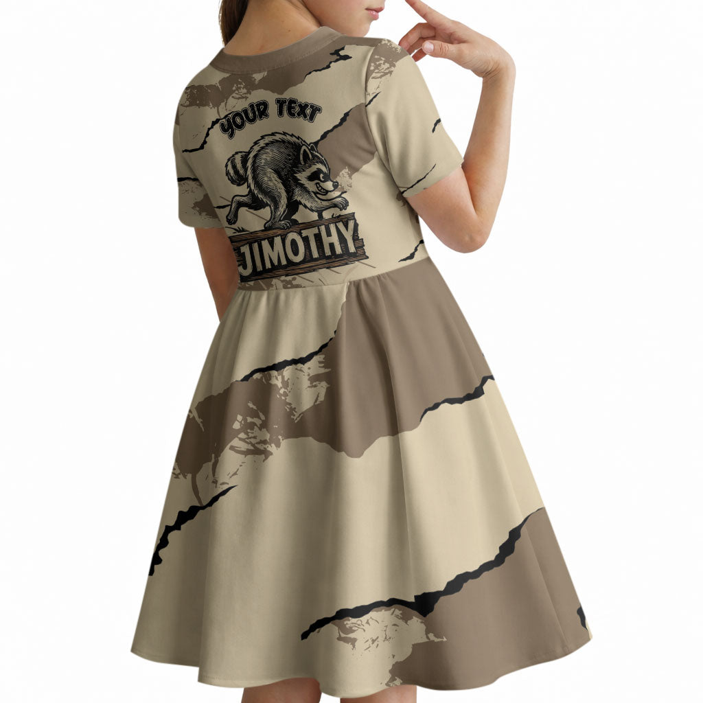 Personalized Jimothy the Raccoon Kid Short Sleeve Dress Midnight Snack Patrol