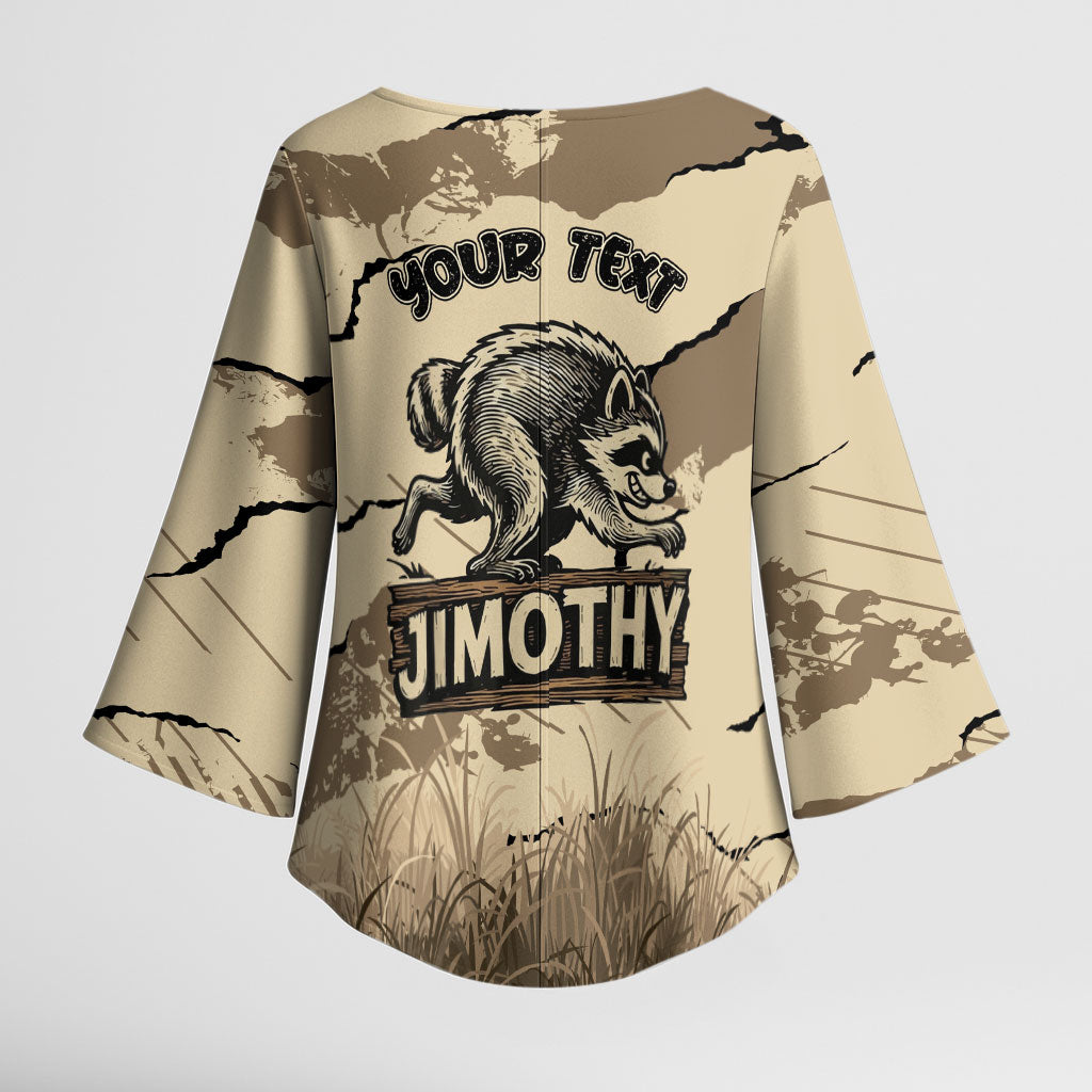 Personalized Jimothy the Raccoon Kimono Sleeve Blouse Midnight Snack Patrol