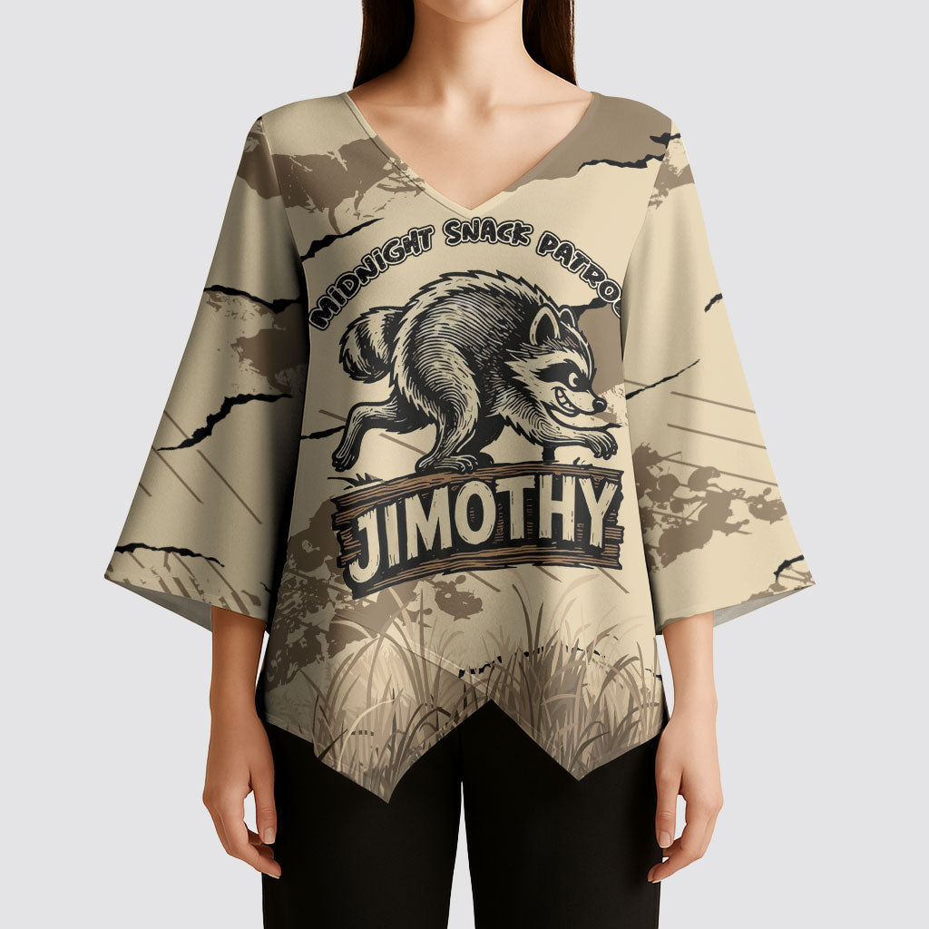 Personalized Jimothy the Raccoon Kimono Sleeve Blouse Midnight Snack Patrol