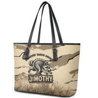 Jimothy the Raccoon Leather Tote Bag Midnight Snack Patrol