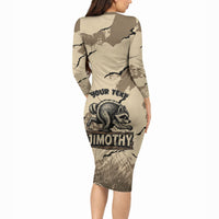 Personalized Jimothy the Raccoon Long Sleeve Bodycon Dress Midnight Snack Patrol
