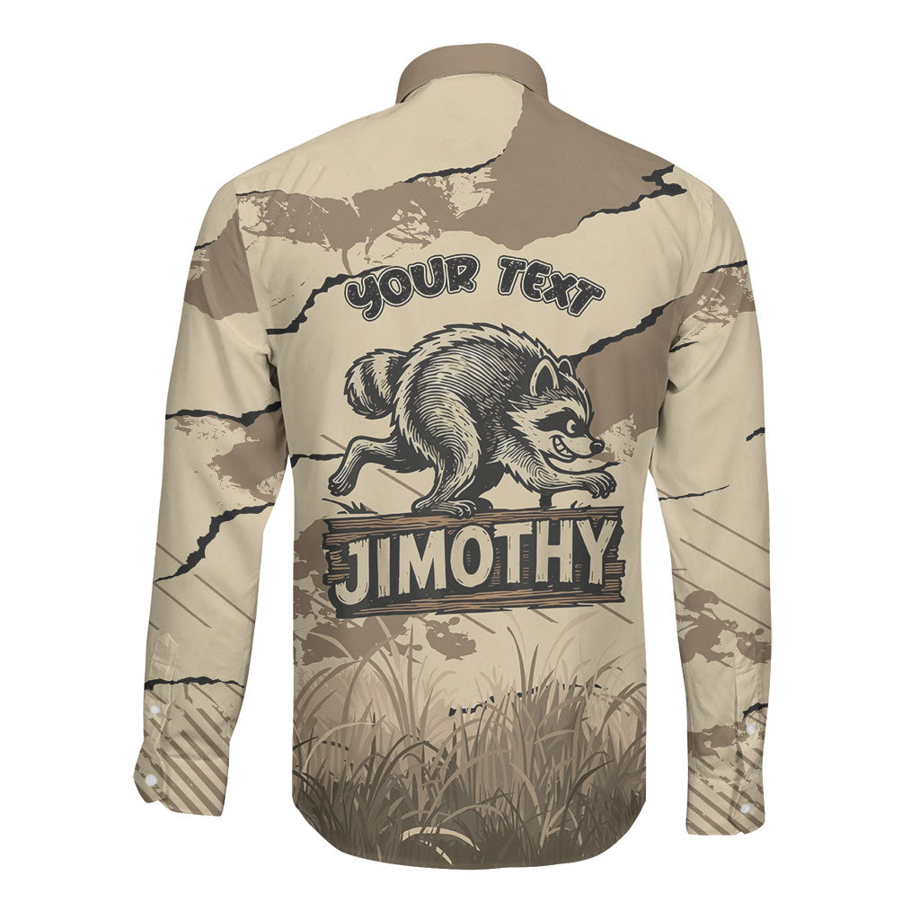 Personalized Jimothy the Raccoon Long Sleeve Button Shirt Midnight Snack Patrol
