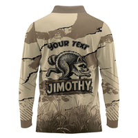 Personalized Jimothy the Raccoon Long Sleeve Polo Shirt Midnight Snack Patrol