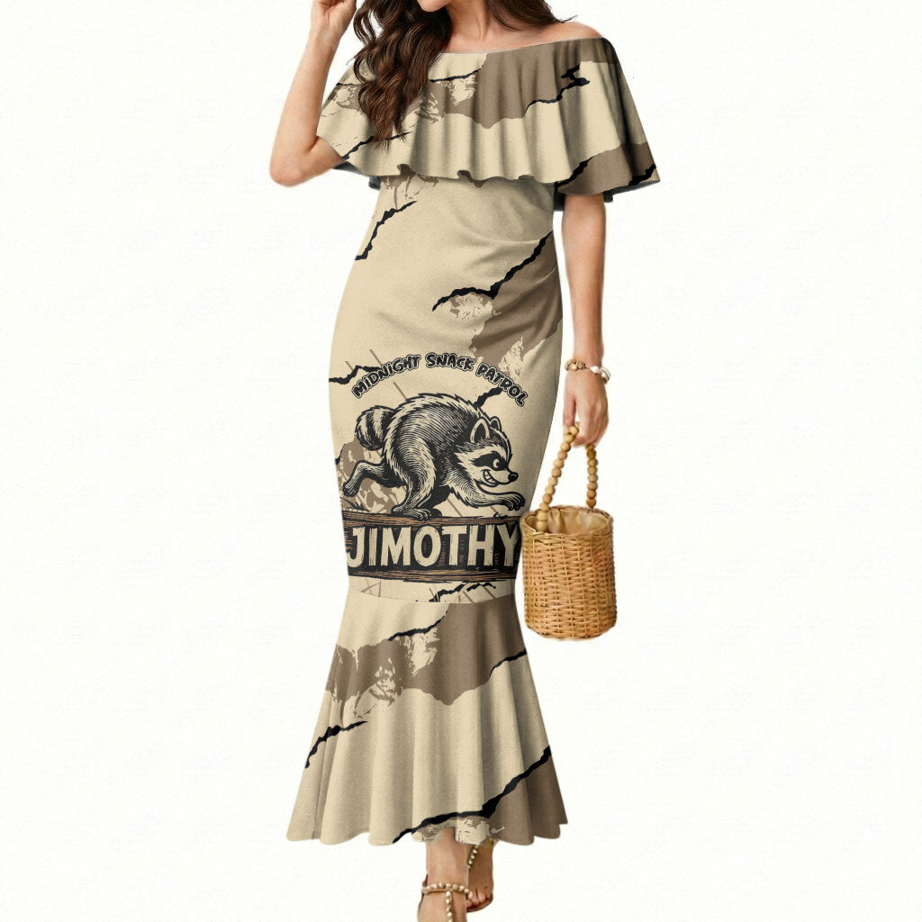 Personalized Jimothy the Raccoon Mermaid Dress Midnight Snack Patrol