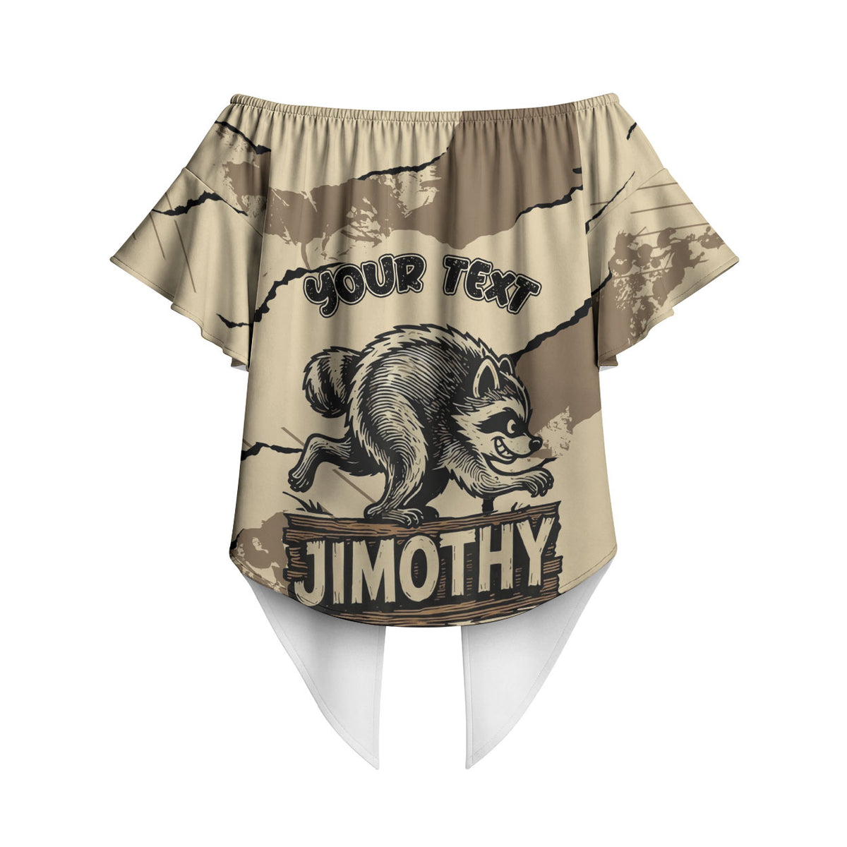 Personalized Jimothy the Raccoon Off Shoulder Wrap Waist Top Midnight Snack Patrol