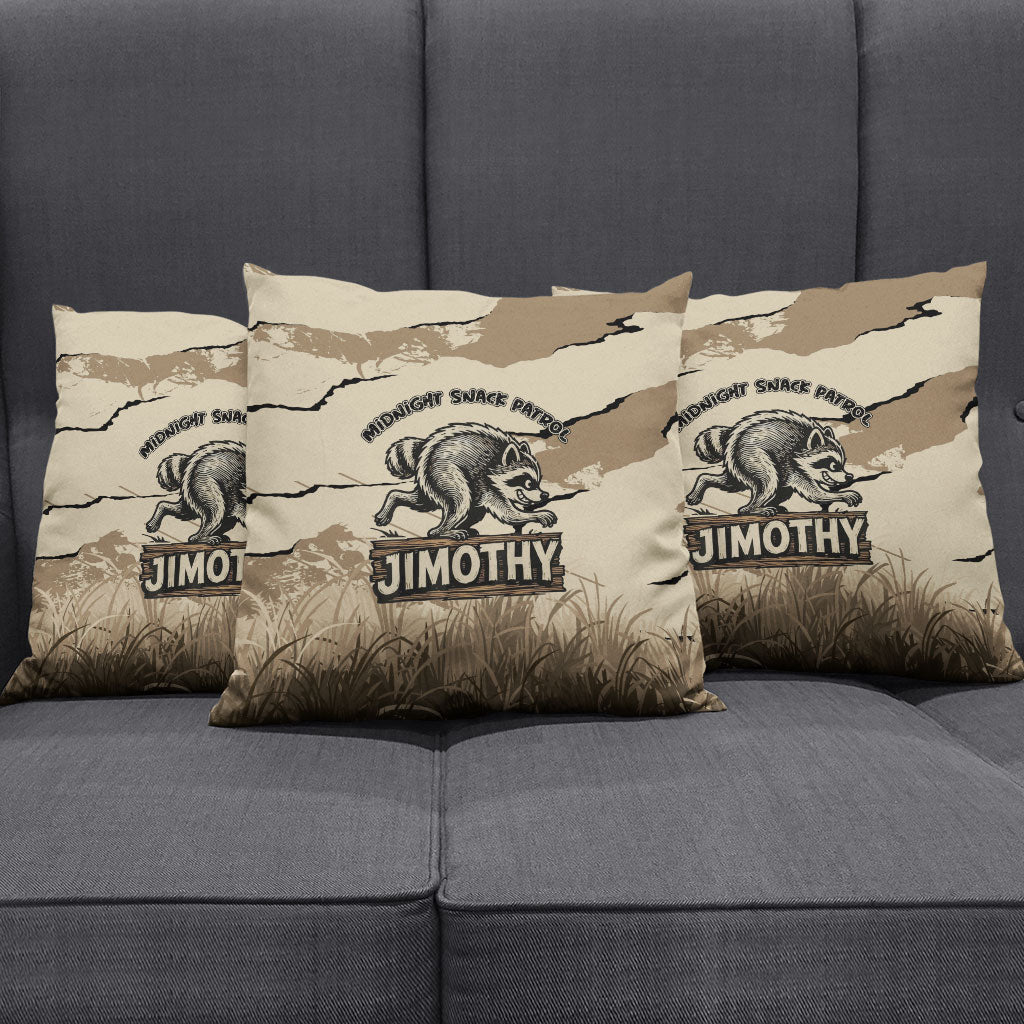 Jimothy the Raccoon Pillow Cover Midnight Snack Patrol