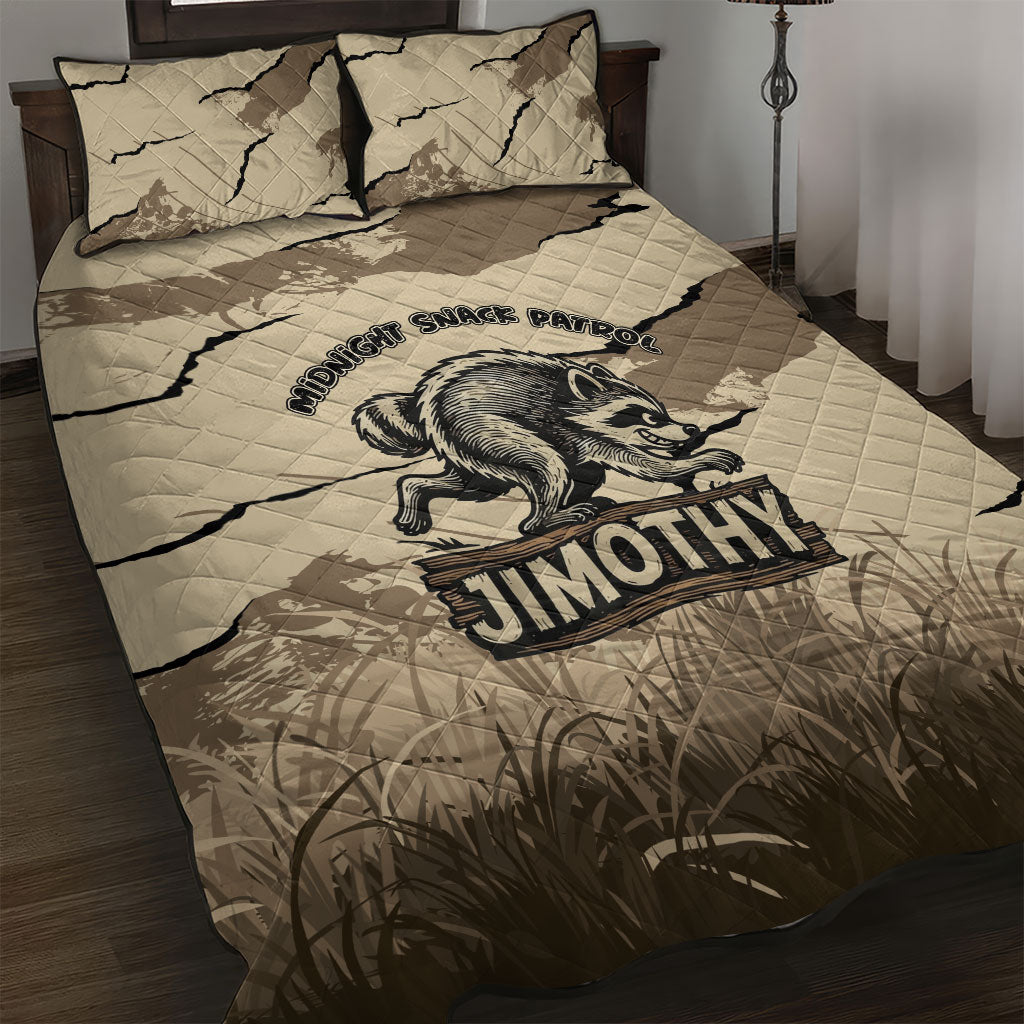 Jimothy the Raccoon Quilt Bed Set Midnight Snack Patrol
