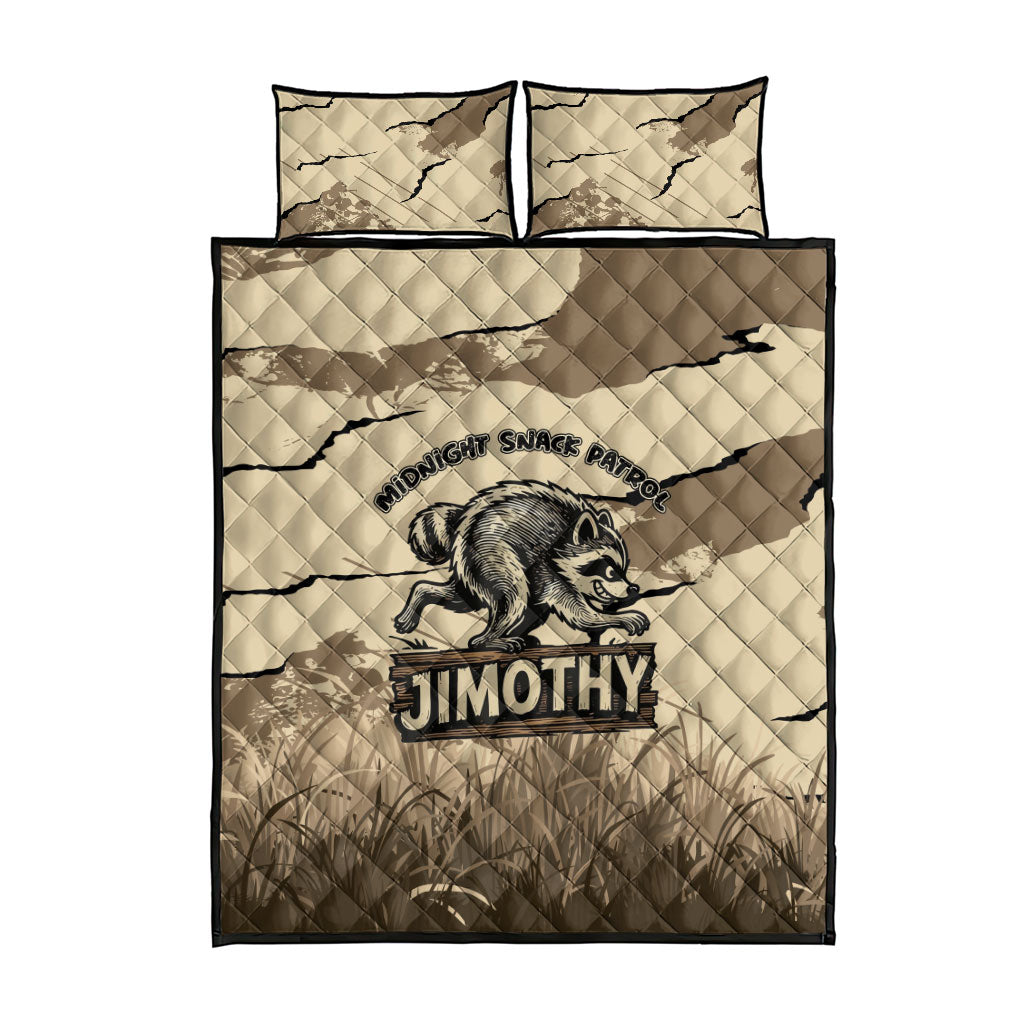 Jimothy the Raccoon Quilt Bed Set Midnight Snack Patrol