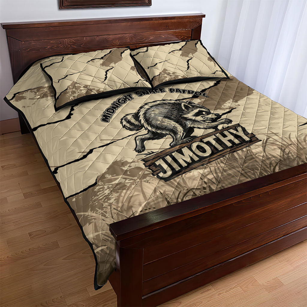 Jimothy the Raccoon Quilt Bed Set Midnight Snack Patrol