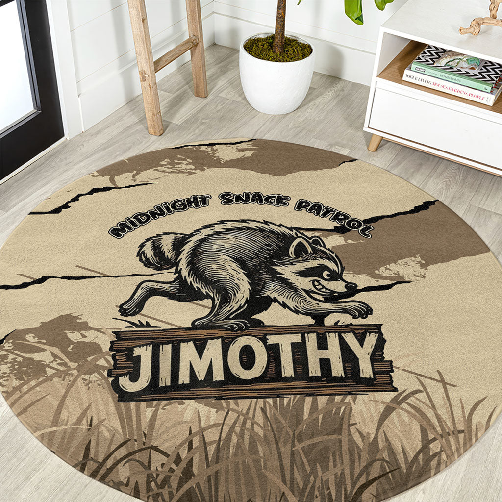 Jimothy the Raccoon Round Carpet Midnight Snack Patrol