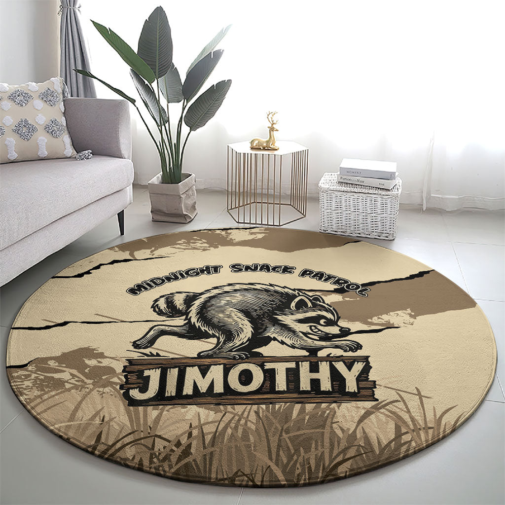 Jimothy the Raccoon Round Carpet Midnight Snack Patrol