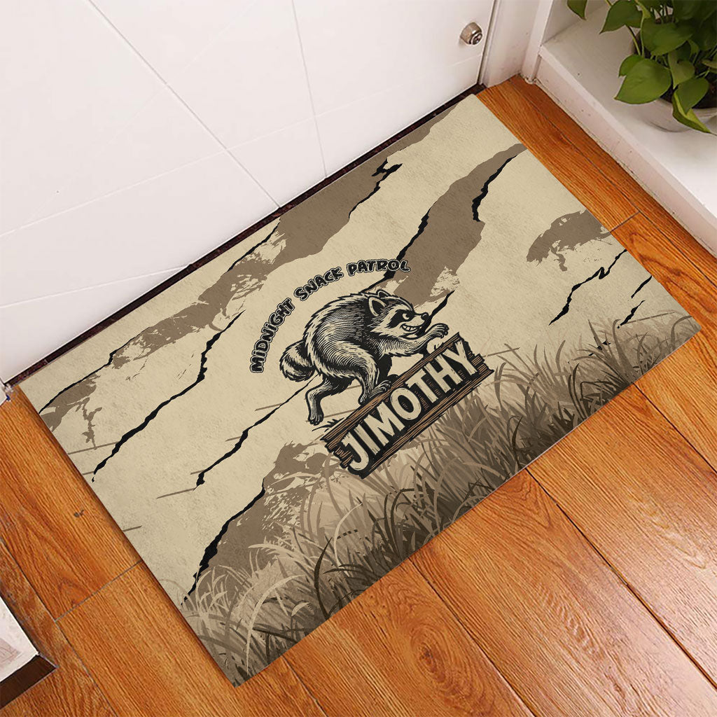 Jimothy the Raccoon Rubber Doormat Midnight Snack Patrol