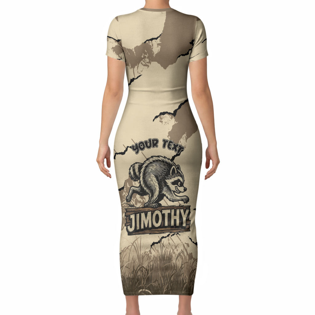 Personalized Jimothy the Raccoon Short Sleeve Bodycon Dress Midnight Snack Patrol
