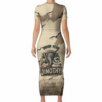 Personalized Jimothy the Raccoon Short Sleeve Bodycon Dress Midnight Snack Patrol