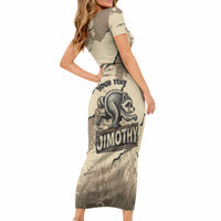 Personalized Jimothy the Raccoon Short Sleeve Bodycon Dress Midnight Snack Patrol