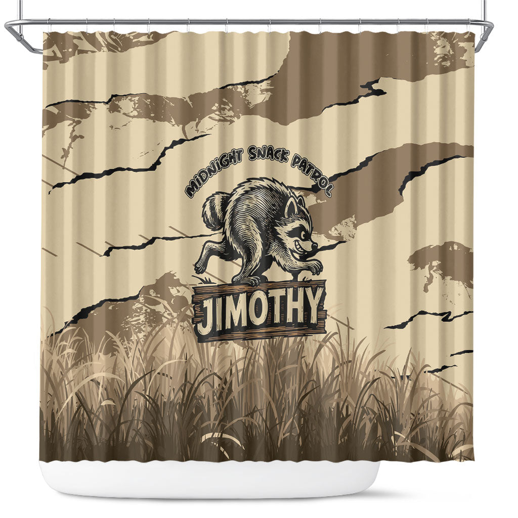 Jimothy the Raccoon Shower Curtain Midnight Snack Patrol