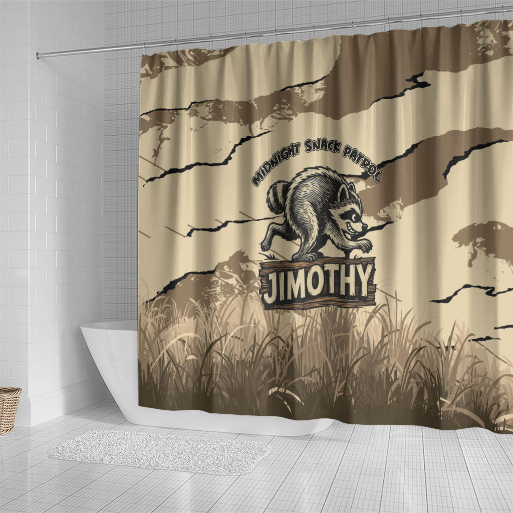 Jimothy the Raccoon Shower Curtain Midnight Snack Patrol
