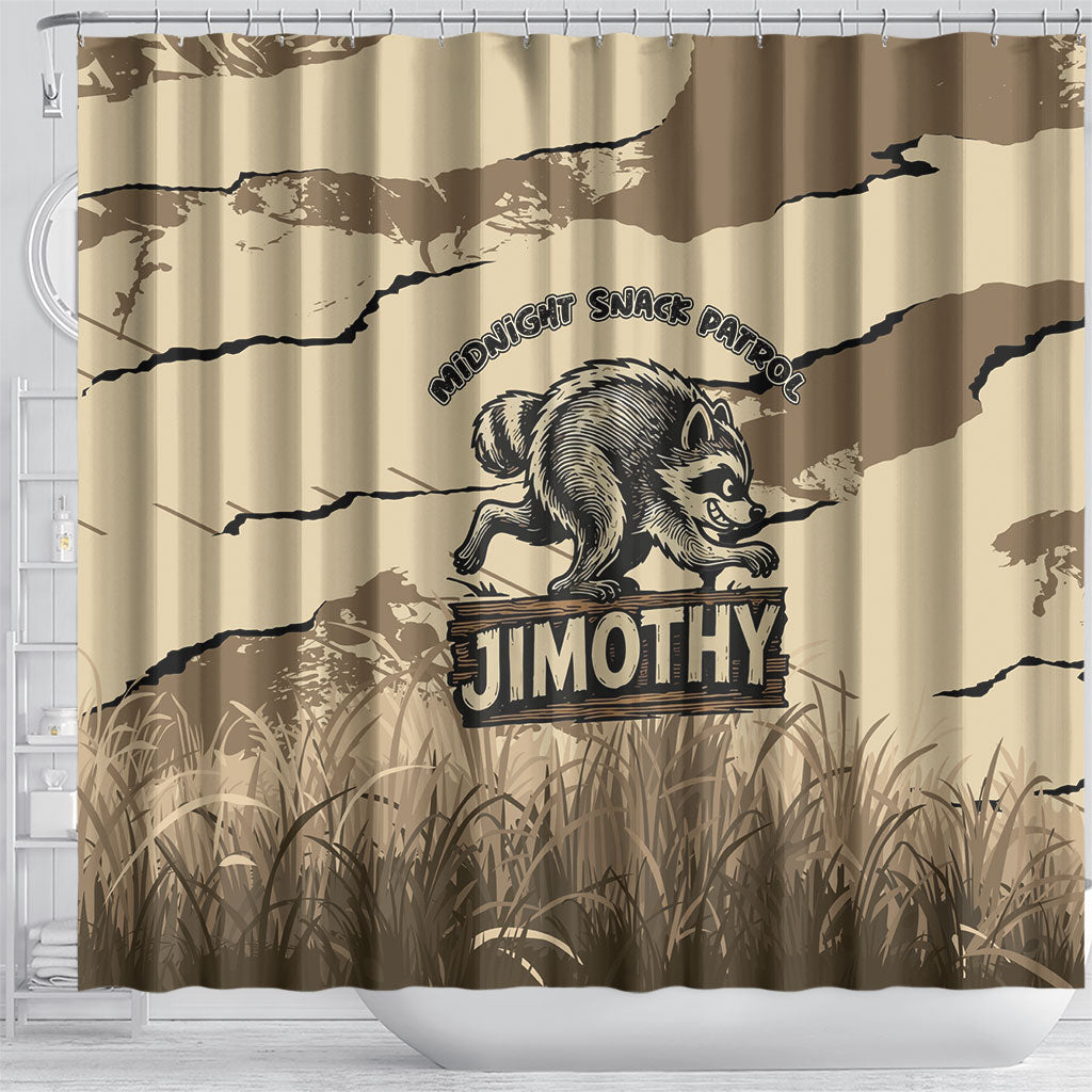 Jimothy the Raccoon Shower Curtain Midnight Snack Patrol