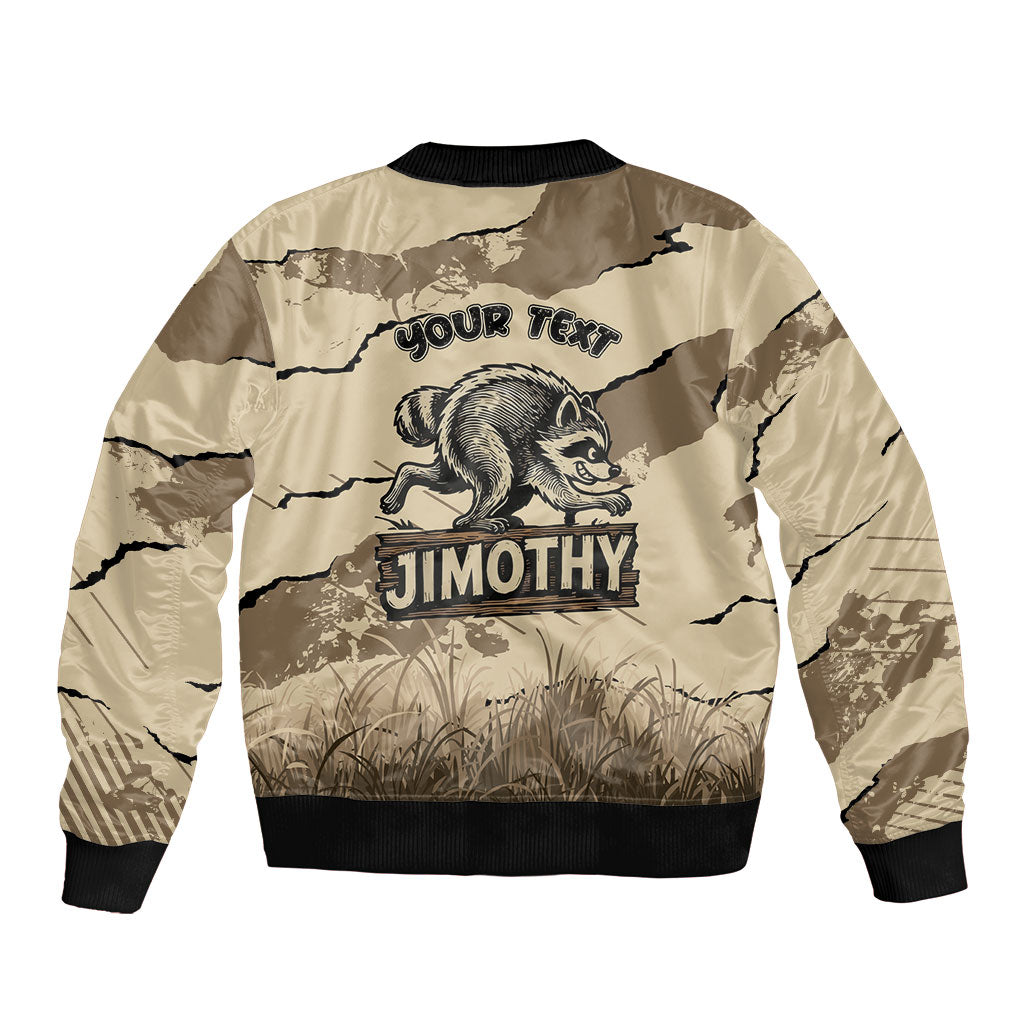 Personalized Jimothy the Raccoon Sleeve Zip Bomber Jacket Midnight Snack Patrol
