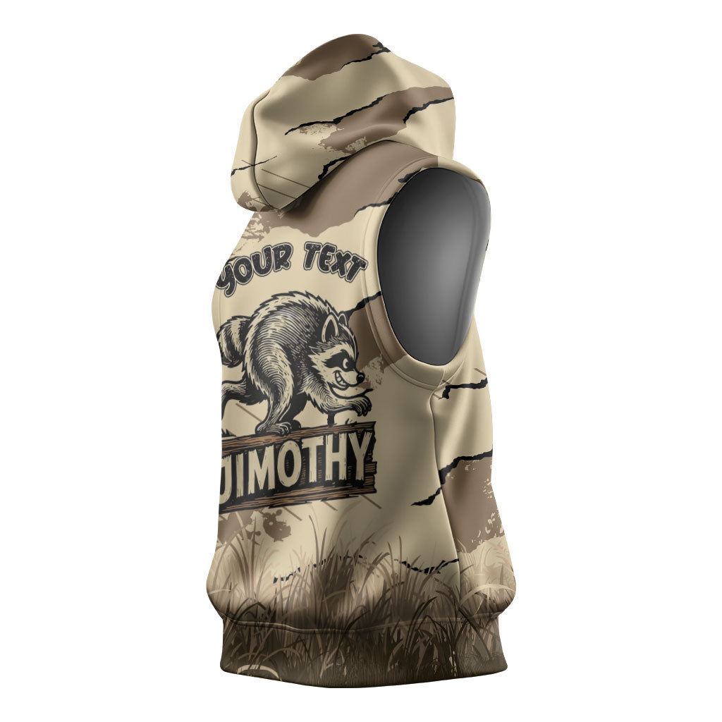 Personalized Jimothy the Raccoon Sleeveless Hoodie Midnight Snack Patrol