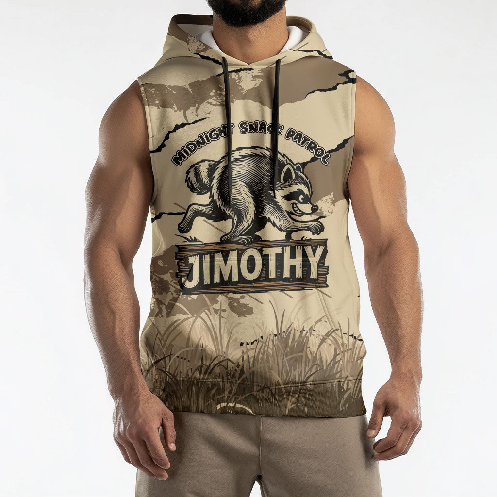 Personalized Jimothy the Raccoon Sleeveless Hoodie Midnight Snack Patrol