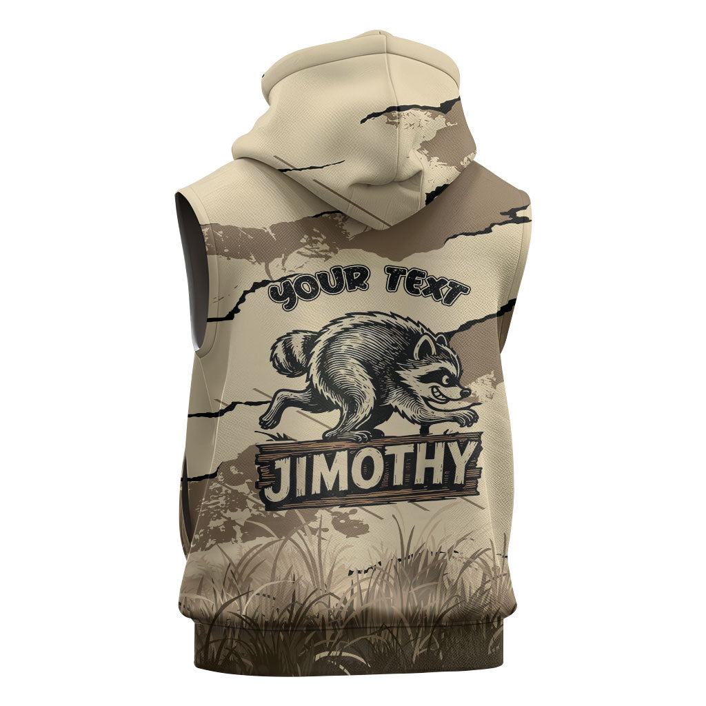 Personalized Jimothy the Raccoon Sleeveless Zip Hoodie Midnight Snack Patrol