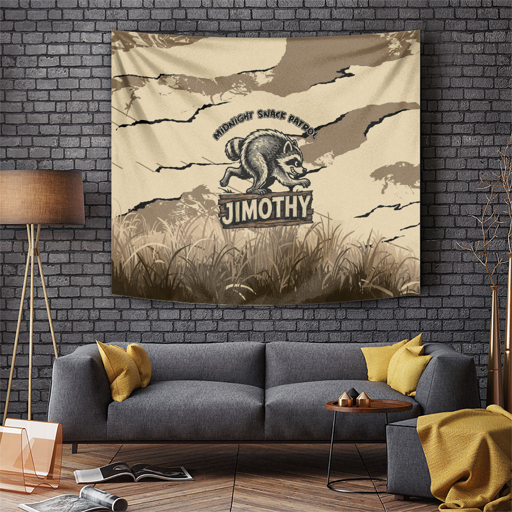 Jimothy the Raccoon Tapestry Midnight Snack Patrol