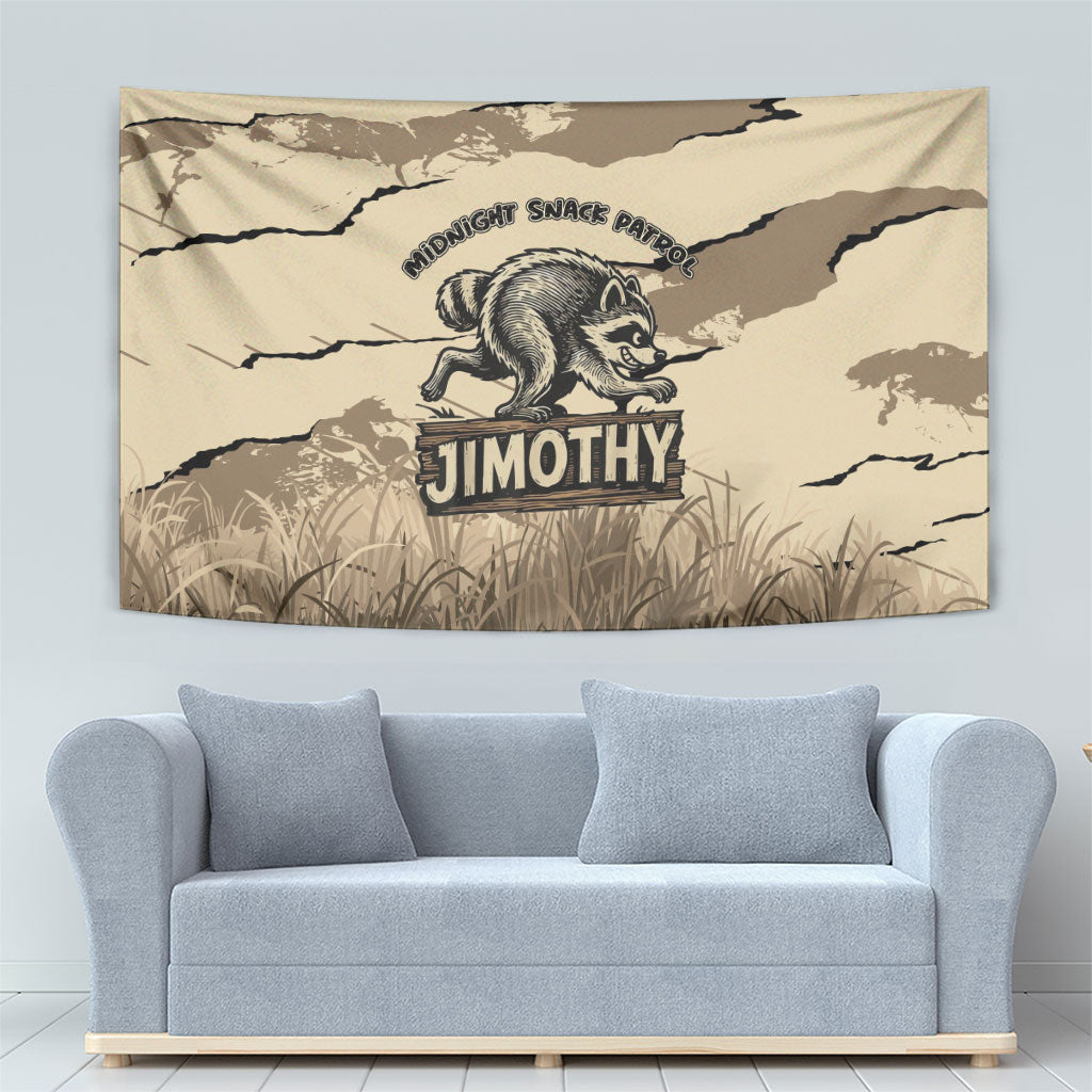 Jimothy the Raccoon Tapestry Midnight Snack Patrol