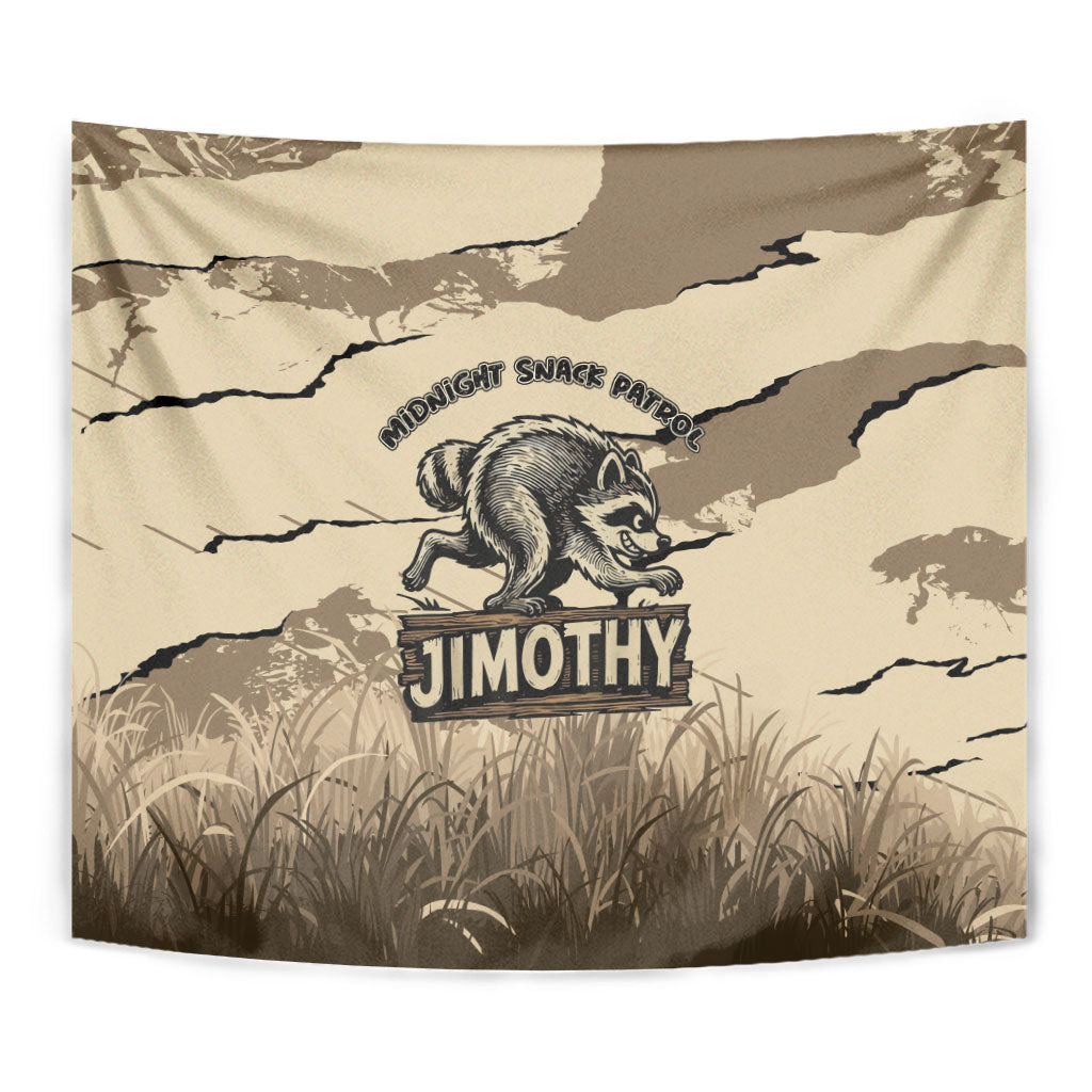 Jimothy the Raccoon Tapestry Midnight Snack Patrol