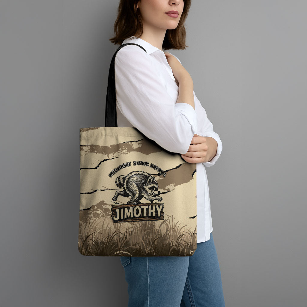 Jimothy the Raccoon Tote Bag Midnight Snack Patrol