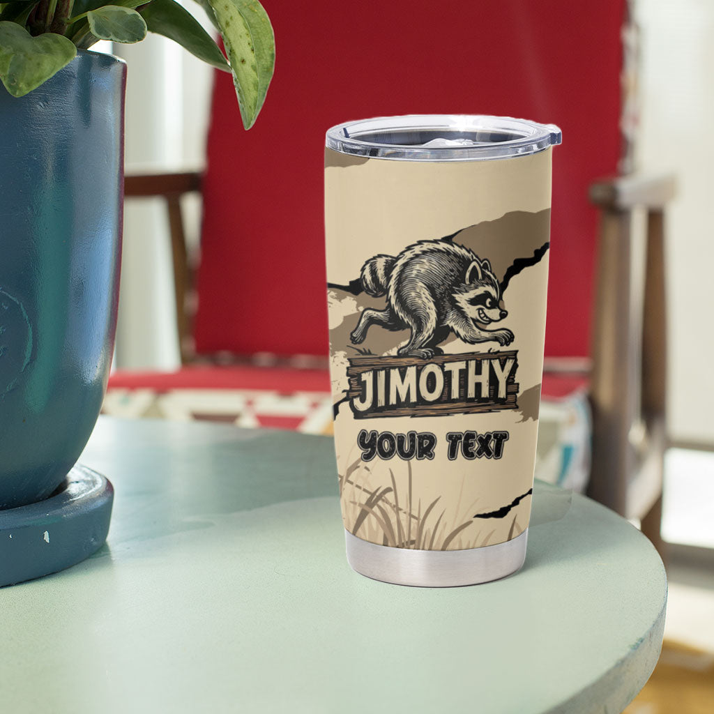 Personalized Jimothy the Raccoon Tumbler Cup Midnight Snack Patrol