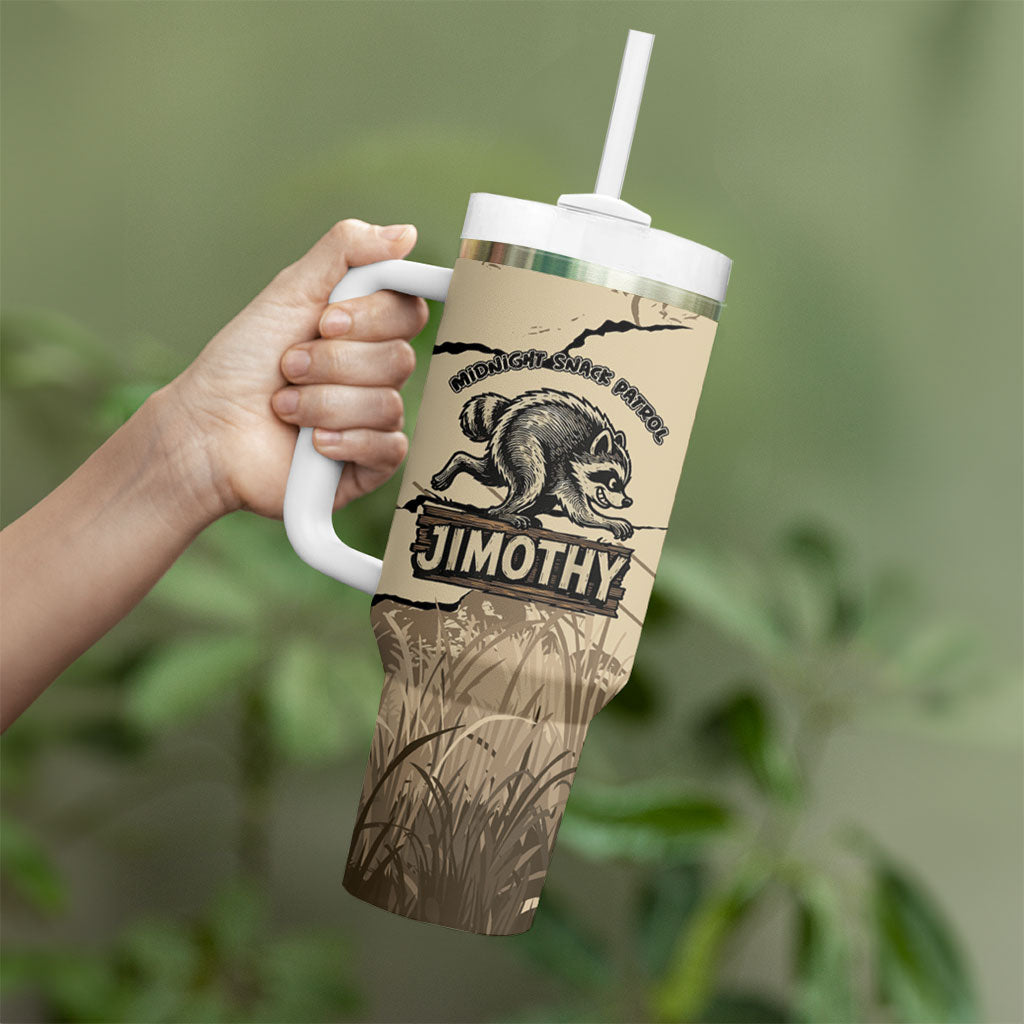 Personalized Jimothy the Raccoon Tumbler With Handle Midnight Snack Patrol