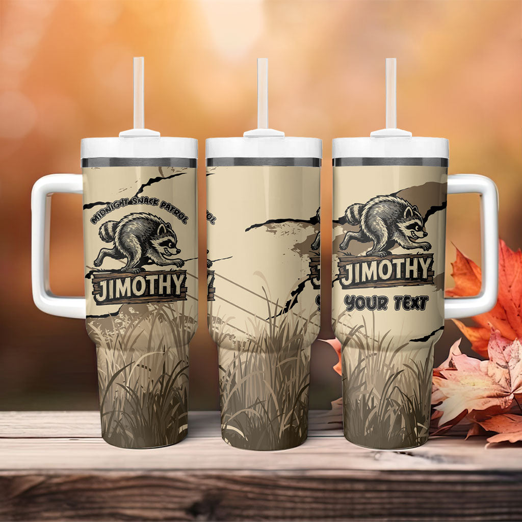 Personalized Jimothy the Raccoon Tumbler With Handle Midnight Snack Patrol