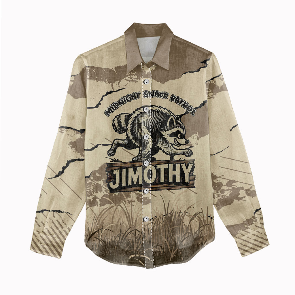 Personalized Jimothy the Raccoon Women Casual Shirt Midnight Snack Patrol