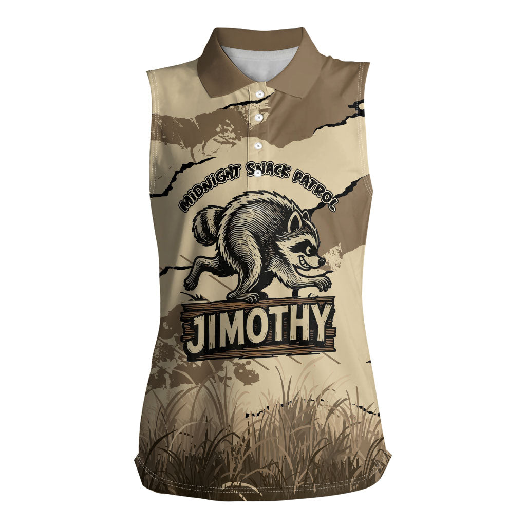 Personalized Jimothy the Raccoon Women Sleeveless Polo Shirt Midnight Snack Patrol