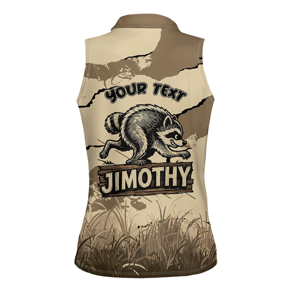 Personalized Jimothy the Raccoon Women Sleeveless Polo Shirt Midnight Snack Patrol