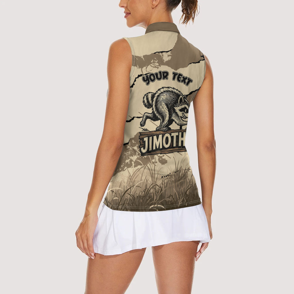 Personalized Jimothy the Raccoon Women Sleeveless Polo Shirt Midnight Snack Patrol