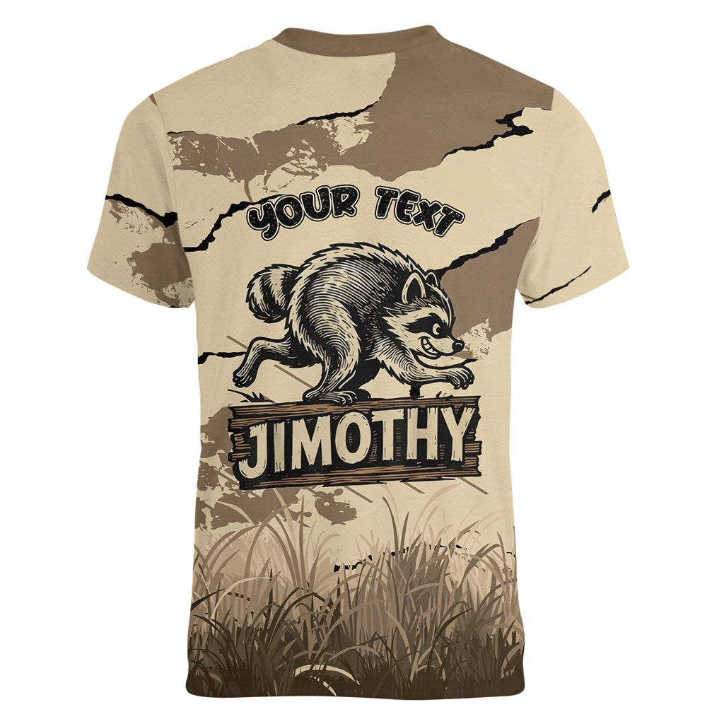 Personalized Jimothy the Raccoon Women V-Neck T-Shirt Midnight Snack Patrol