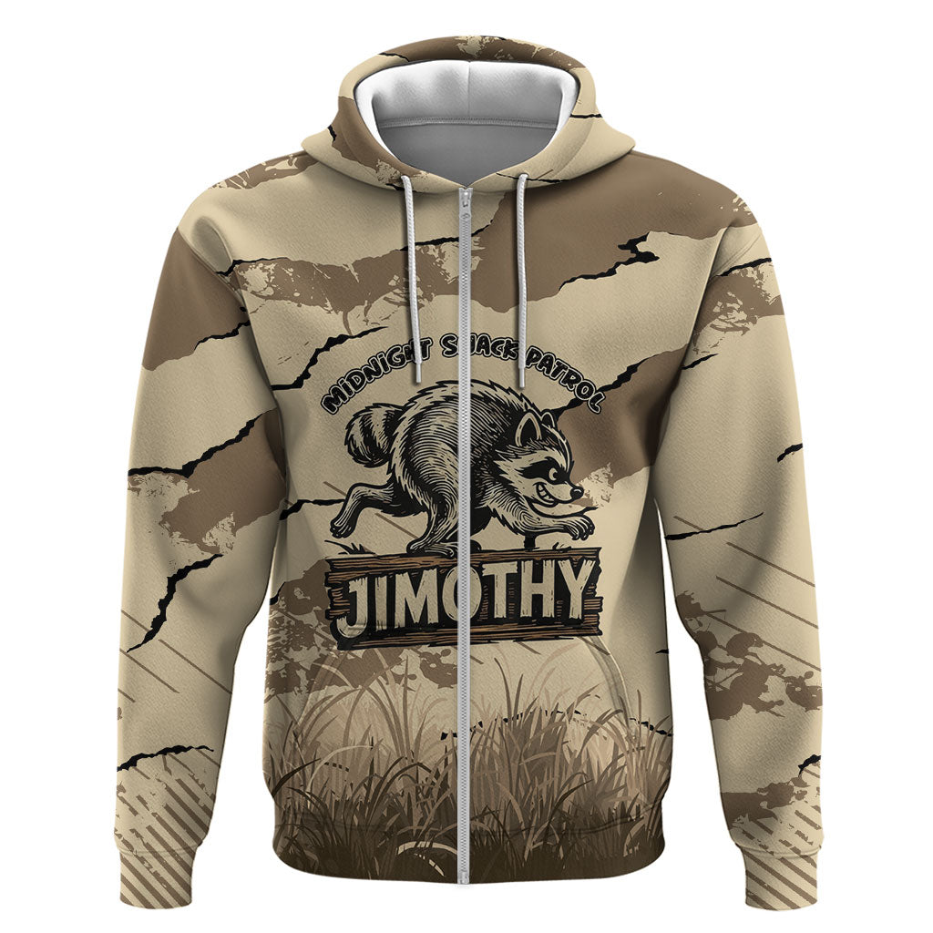 Personalized Jimothy the Raccoon Zip Hoodie Midnight Snack Patrol