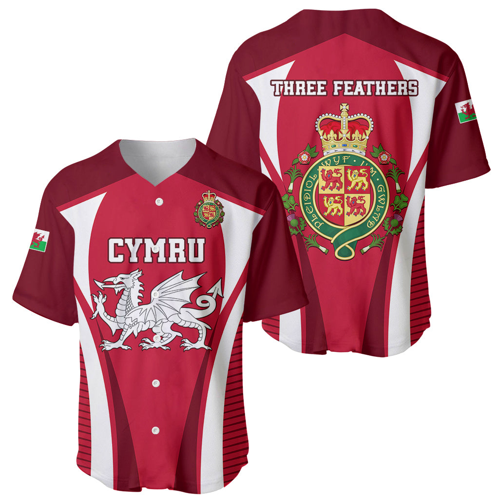 Wales Rugby Baseball Jersey Three Feathers Dragon 2023 World Cup - Wonder Print Shop